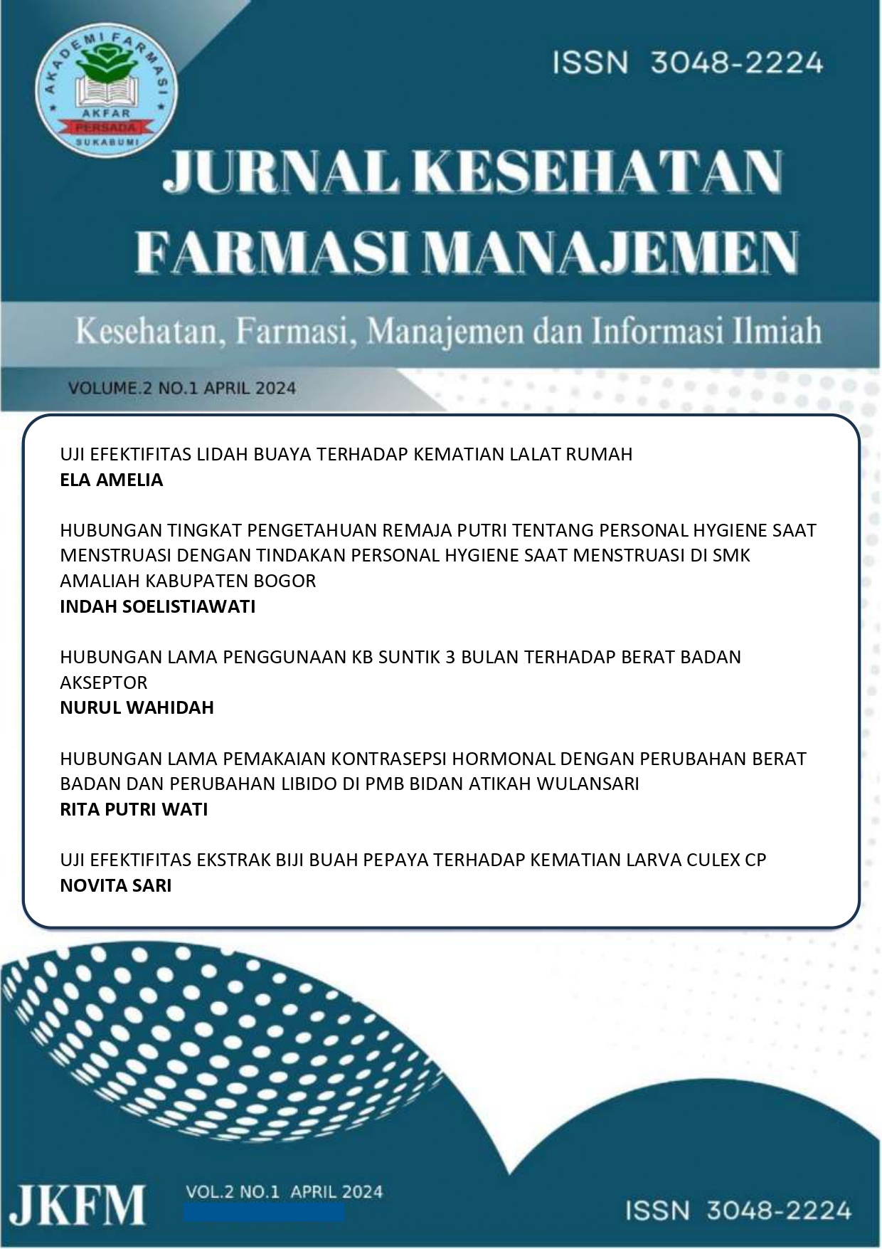 					View Vol. 2 No. 1 (2024):  JURNAL KESEHATAN  FARMASI  MANAJEMEN
				